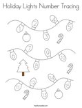 Holiday Lights Number Tracing Coloring Page