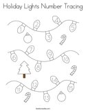 Holiday Lights Number Tracing Coloring Page