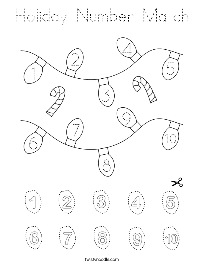 Holiday Number Match Coloring Page