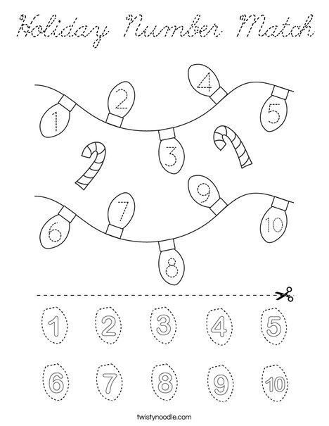 Holiday Number Match Coloring Page