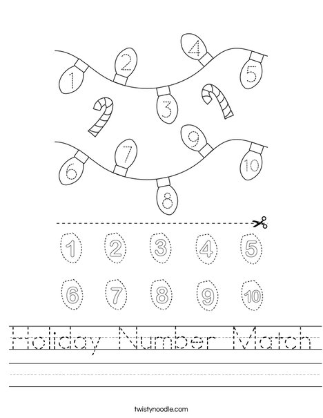 Holiday Number Match Worksheet