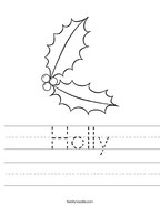 Holly Handwriting Sheet