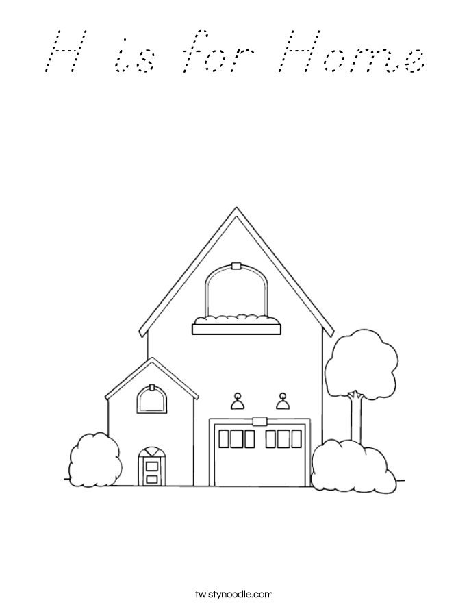 H is for Home Coloring Page