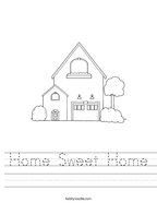 Home Sweet Home Handwriting Sheet