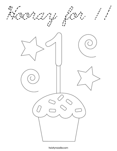 Hooray for 1! Coloring Page