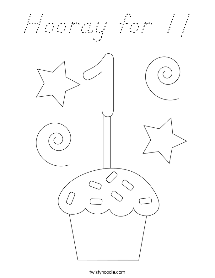 Hooray for 1! Coloring Page