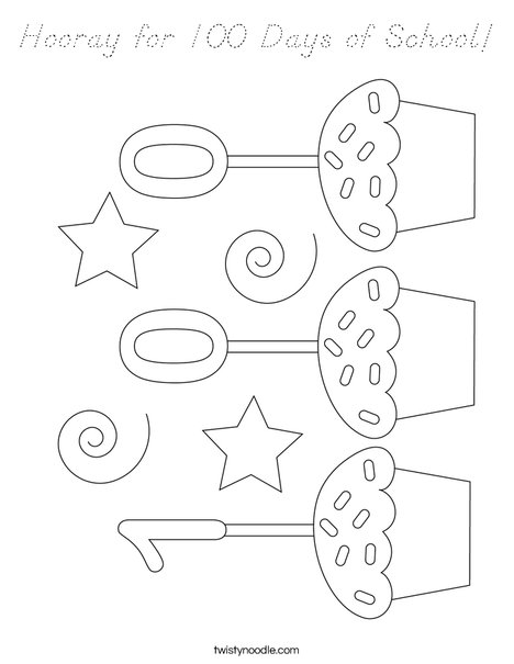 Hooray for 100 Days of School! Coloring Page