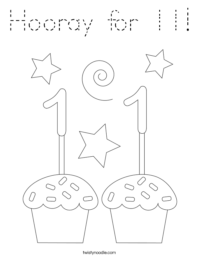 Hooray for 11! Coloring Page