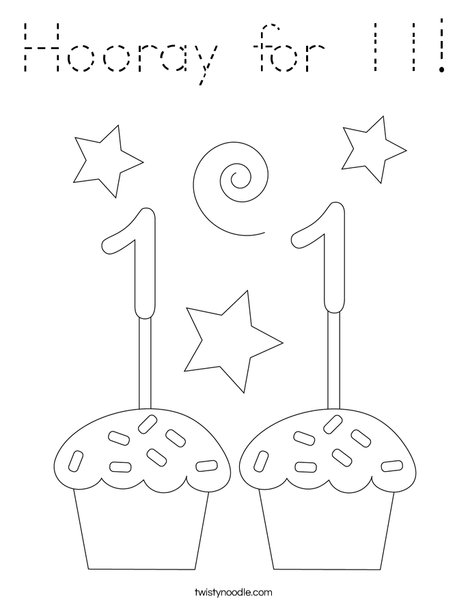 Hooray for 11! Coloring Page
