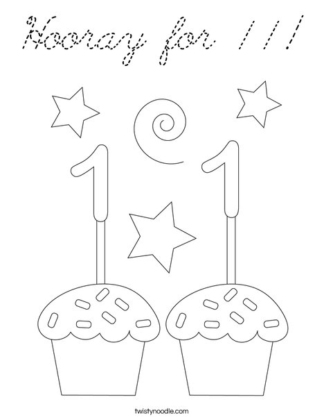 Hooray for 11! Coloring Page