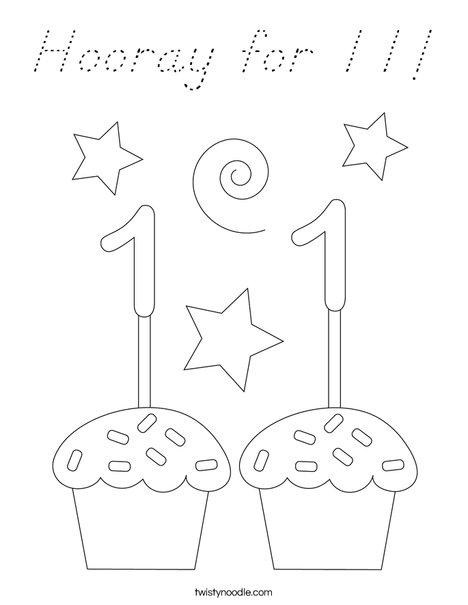 Hooray for 11! Coloring Page
