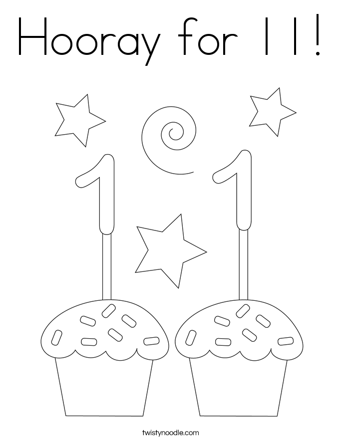 Hooray for 11! Coloring Page