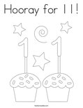 Hooray for 11! Coloring Page