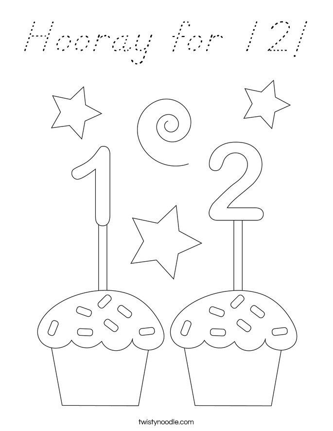 Hooray for 12! Coloring Page