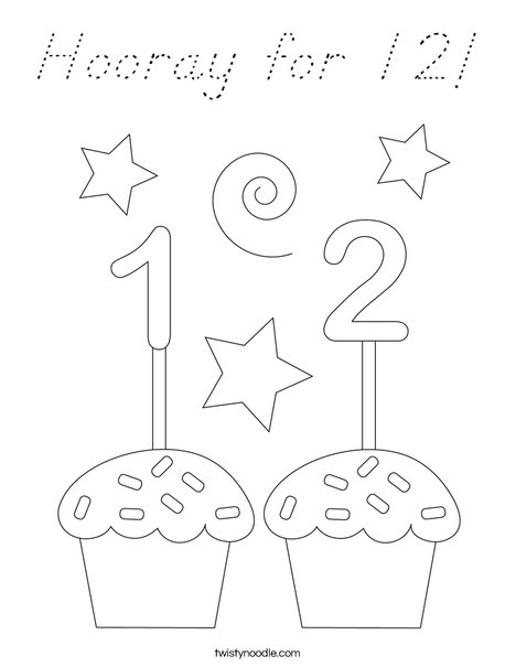 Hooray for 12! Coloring Page