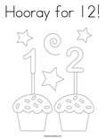 Hooray for 12! Coloring Page