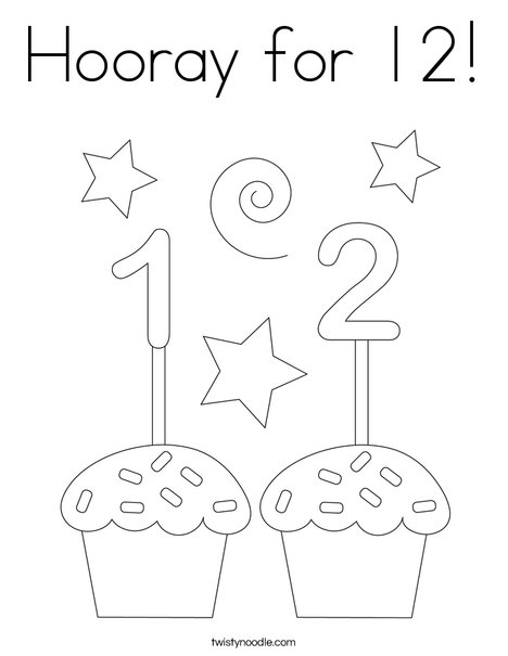 Hooray for 12! Coloring Page