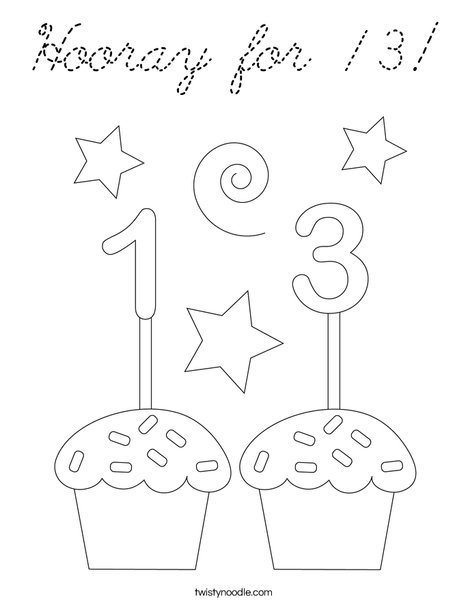 Hooray for 13! Coloring Page