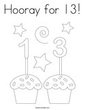 Hooray for 13 Coloring Page