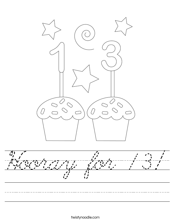 Hooray for 13! Worksheet