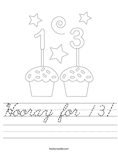 Hooray for 13! Worksheet