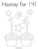 Hooray for 14 Coloring Page