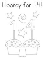 Hooray for 14 Coloring Page