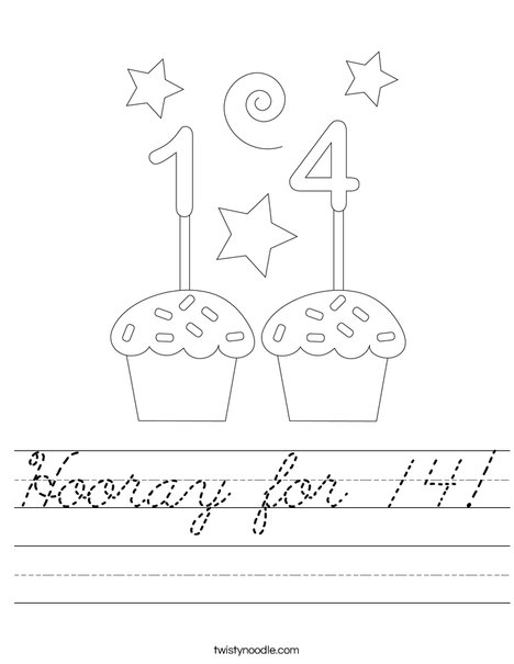 Hooray for 14! Worksheet