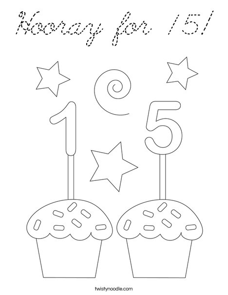 Hooray for 15! Coloring Page