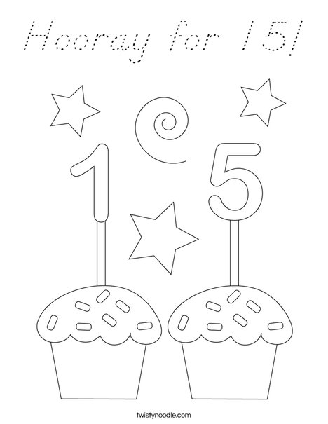 Hooray for 15! Coloring Page