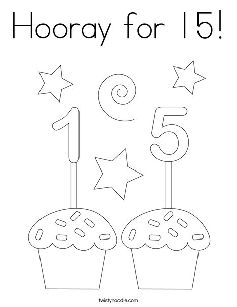 Hooray for 15! Coloring Page