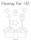 Hooray for 16 Coloring Page