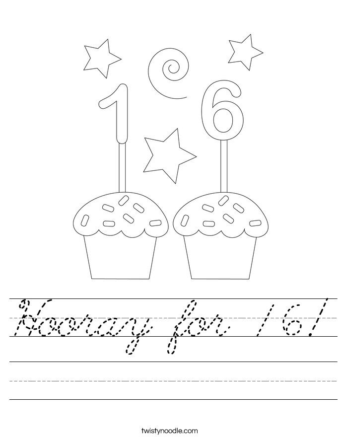 Hooray for 16! Worksheet
