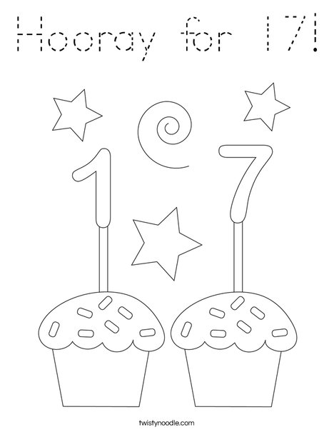Hooray for 17! Coloring Page
