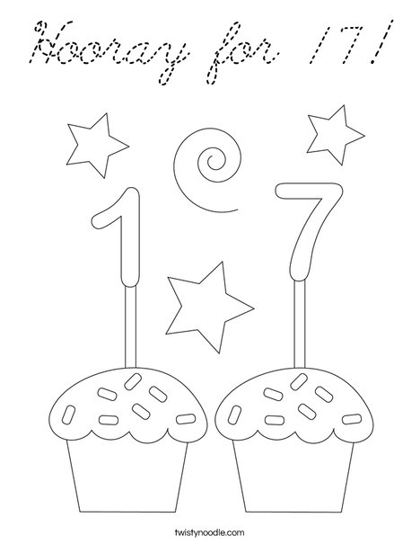 Hooray for 17! Coloring Page