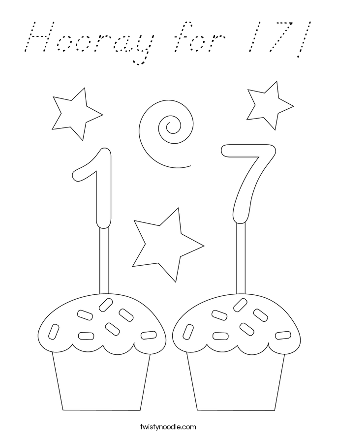 Hooray for 17! Coloring Page
