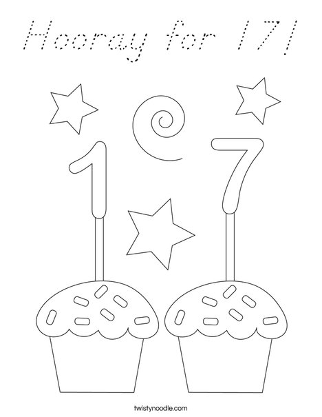 Hooray for 17! Coloring Page