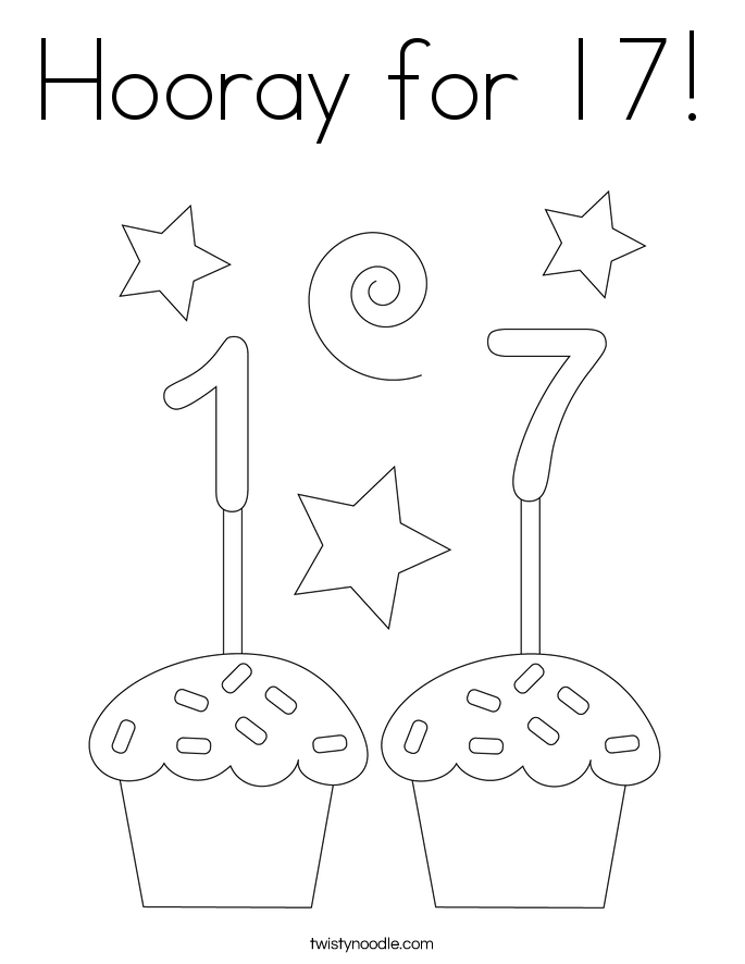 Hooray for 17! Coloring Page