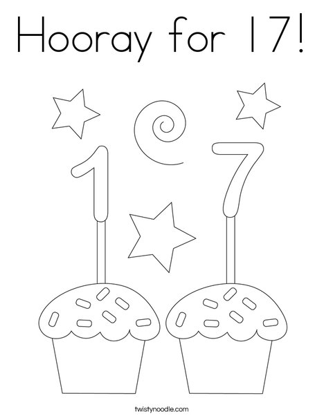 Hooray for 17! Coloring Page