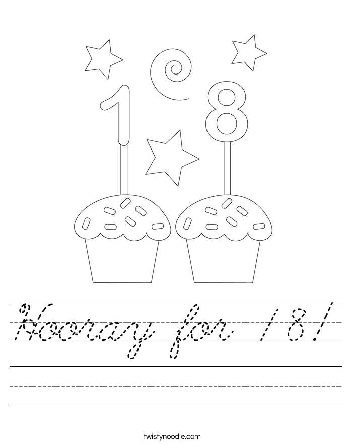 Hooray for 18! Worksheet