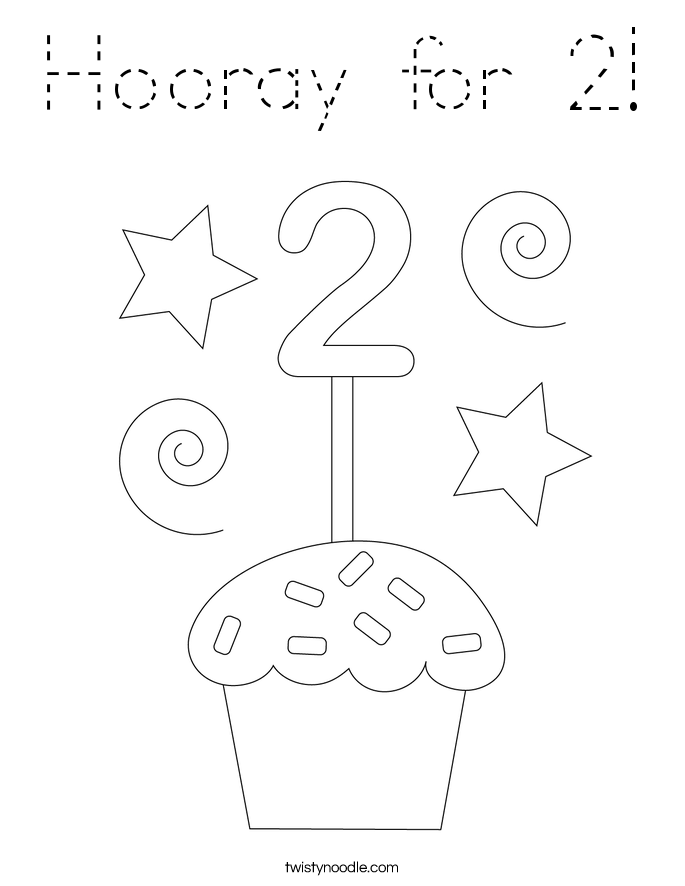 Hooray for 2! Coloring Page
