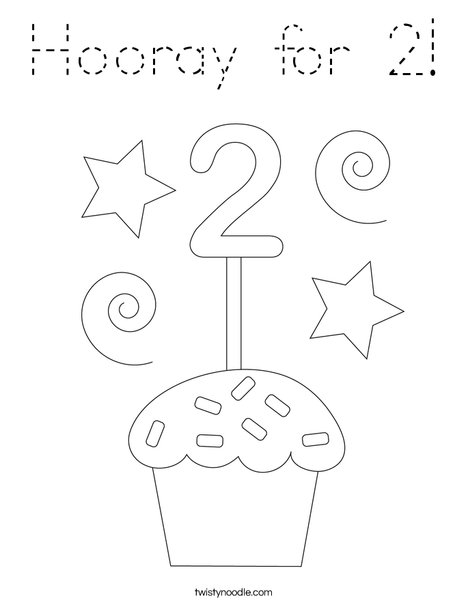 Hooray for 2! Coloring Page