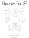 Hooray for 2! Coloring Page