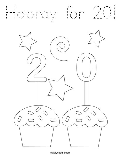 Hooray for 20! Coloring Page