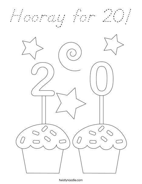 Hooray for 20! Coloring Page