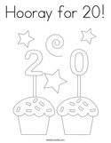 Hooray for 20 Coloring Page