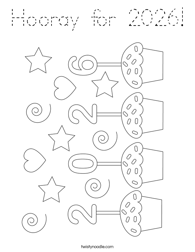 Hooray for 2026! Coloring Page
