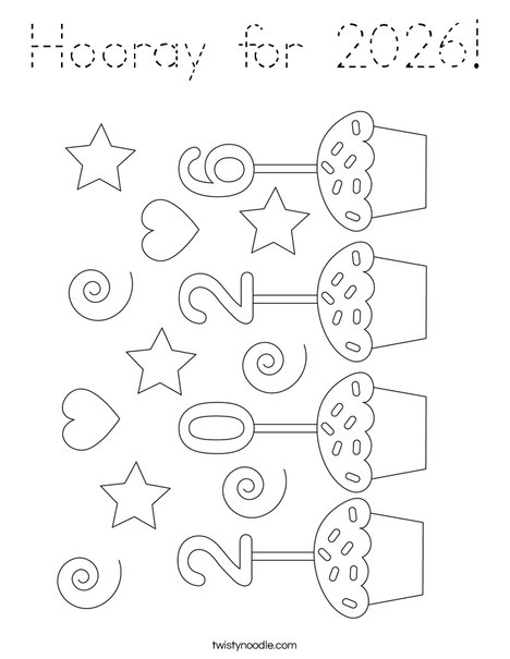 Hooray for 2026! Coloring Page