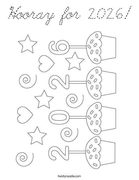 Hooray for 2026! Coloring Page