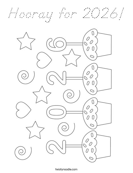 Hooray for 2026! Coloring Page